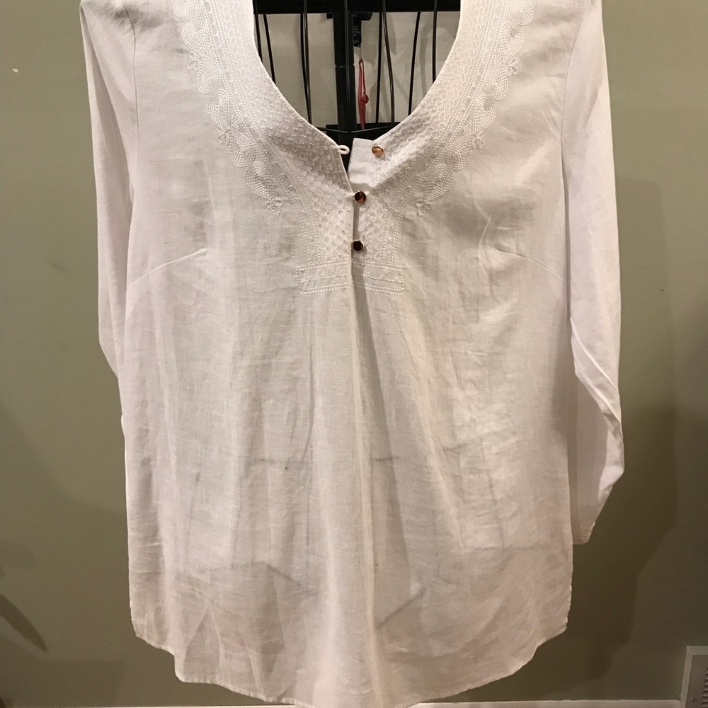 Cynthia Rowley White Linen Blouse